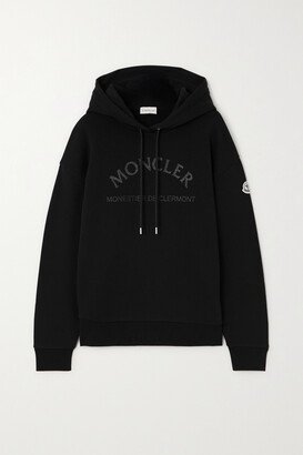 Oversized Glittered Cotton-jersey Hoodie - Black