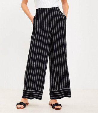 Tall Fluid Wide Leg Pants in Striped Crepe