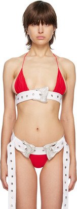 White & Red Ariel Bikini Top