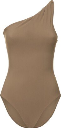 Twist-strap one-shoulder swimsuit