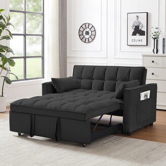 NA Modern Velvet Loveseat Futon Sofa Couch Pullout Sleeper Bed