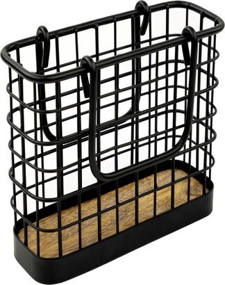 Madison Napkin Holder for Storage and Dispensing - Light Wood, Black