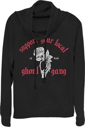 CHIN UP Apparel Juniors Womens CHIN UP Halloween Ghoul Gang Cowl Neck Sweatshirt - Black - Large