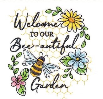 Welcome To Our Bee-Autiful Garden Embroidered Waffle Weave Hand/Dish Towel