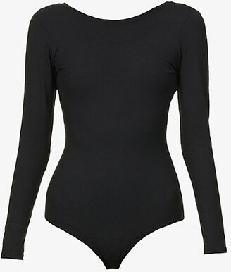 panx Womens Classic Black coop-neck tretch-jersey Bodysuit