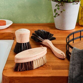 Natural Life Set of 4 Kitchen Brushes Beige/Black