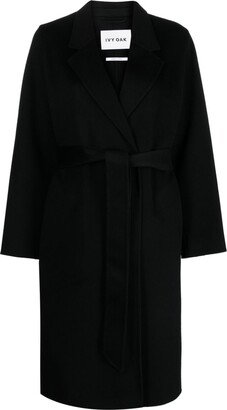 IVY OAK Single-Breasted Belted Wool Coat