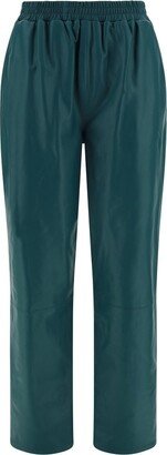 Abigail Straight-Leg Cropped Leather Trousers-AB