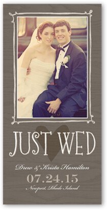 Wedding Announcements: Just Wed Woodgrain Wedding Announcement, Brown, Signature Smooth Cardstock, Square
