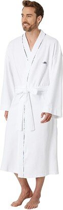 Marlin Logo Knit Waffle Robe (White) Men's Robe