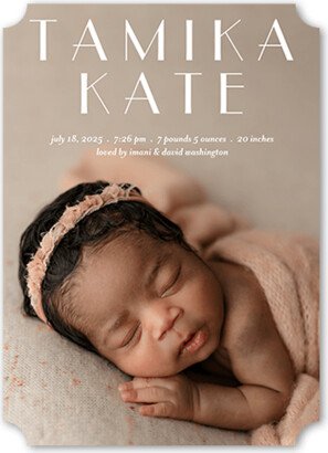 Birth Announcements: Graceful Name Birth Announcement, White, 5X7, Matte, Signature Smooth Cardstock, Ticket