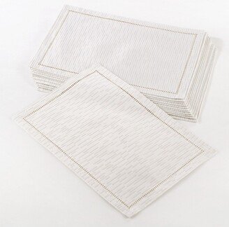 Saro Lifestyle Hemstitched Design Placemat, 13x19 Oblong, Ivory (Set of 12)