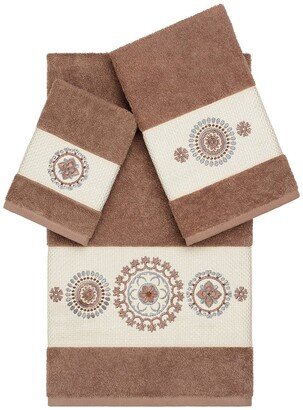 Isabelle 3-Piece Embellished Towel Set - Latte