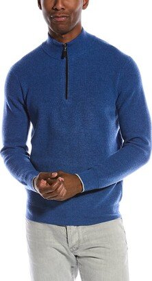 Suede-Trim Cashmere Mock Sweater-AA