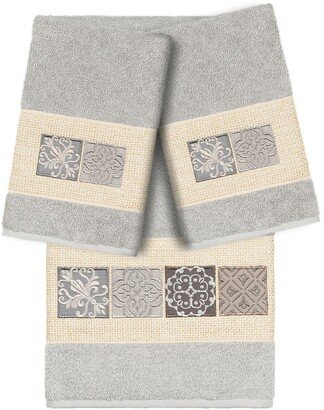 Vivian 3-Piece Embellished Towel - Light Gray