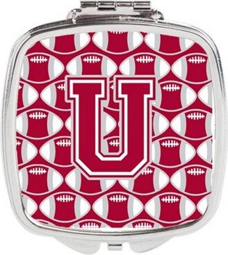 CJ1065-USCM Letter U Football Crimson, Grey & White Compact Mirror