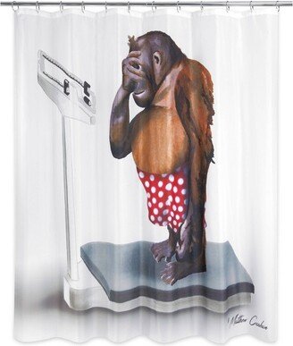 Weight Watcher Monkey Shower Curtain White/Brown - Allure Home Creations