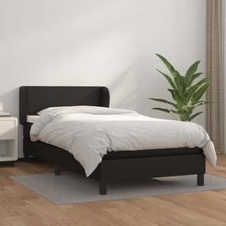 Box Spring Bed with Mattress Black Twin Faux Leather