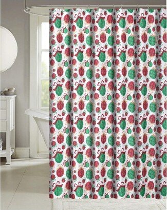 Kate Aurora Holiday Living Sparkle Christmas Ornaments Fabric Shower Curtain