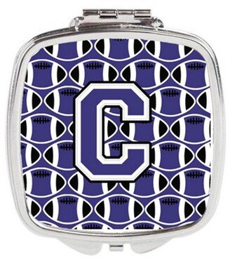 CJ1068-CSCM Letter C Football Purple & White Compact Mirror