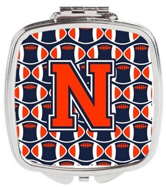 CJ1066-NSCM Letter N Football Orange, Blue & White Compact Mirror