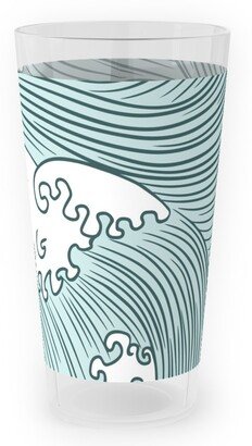 Outdoor Pint Glasses: Japanese Waves Outdoor Pint Glass, Blue