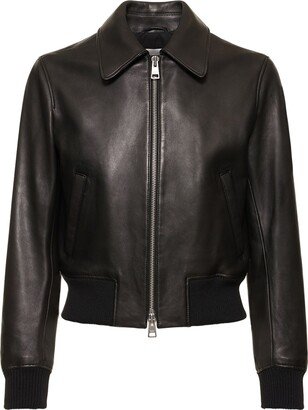 Smooth leather zipped jacket