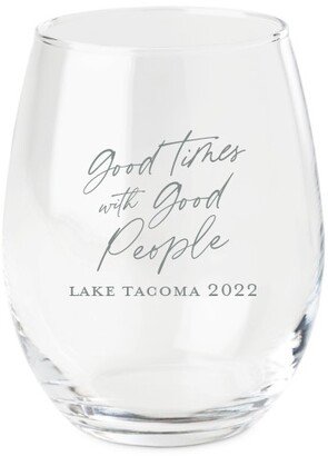 Stemless Wine Glasses: Good Times Wine Glass, Etched Wine, White