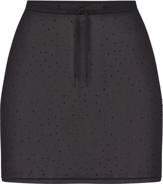 MESH RHINESTONE COVER UPS Mesh Rhinestone Cover Up Mini Skirt | Onyx