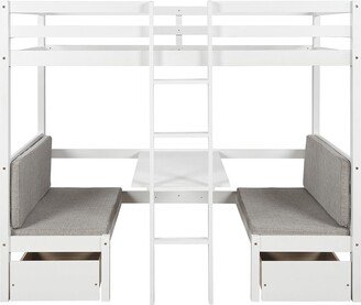 hommetree Twin Size Multifunctional Loft Bed with Seats and Table