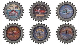 Zaer Ltd Set of 6 Vintage Style Muscle Car - Gear Shaped Wall Clocks - Medium
