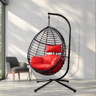 RASOO Modern Swing Egg Chair with Stand and Cushion - Sturdy Steel-AA