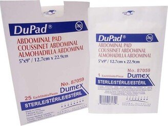 DuPad White Abdominal Pad Sterile 5 X 9 Inch 87059, 25 ct