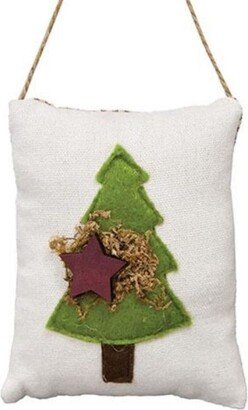 Christmas Tree Pillow Ornament - H - 4.25 in. W - 4.25 in. L - 1.25 in.