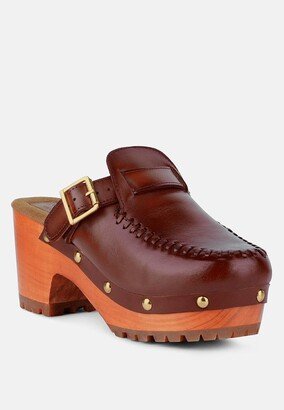 Rag & Co Choctav Womens Handcrafted Leather Clogs