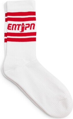 Enterprise Japan Logo-Intarsia Ribbed-Knit Socks