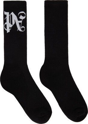 Black Monogram Socks