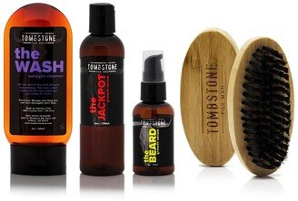 Tombstone For Men The Ultimate Kgf Hair & Beard Growth Serum Set W/ Salicylic Cleanser & The Beard Brush - All Vegan