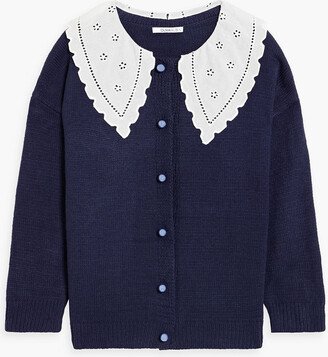 Courtney broderie anglaise-paneled knitted cardigan