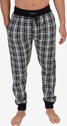 Men's Flannel Jogger Lounge Pants - White, Black Plaid