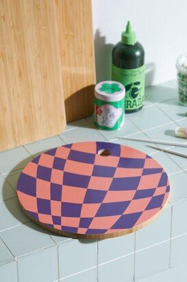 Deny Checkered Pink And Purple Cutting Board