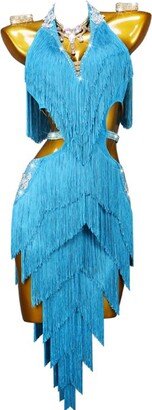 ZYDSN Professional Women's Latin Dance Dresses Cha Cha Ballroom Performance Dancewear Fringe Salsa Skirt for Samba