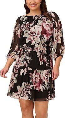 Adrianna Papell Plus Blouson Chiffon Dress