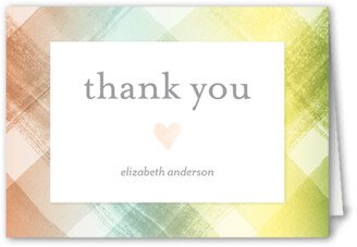 Thank You Cards: Bright Plaid Thank You Card, Beige, 3X5, Matte, Folded Smooth Cardstock