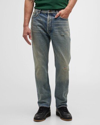 Men's Distressed Relaxed-Fit Jeans-AA