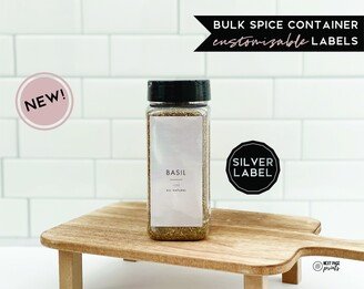 Modern Silver Label For Large Bulk Spice Jar Container Customizable Restaurant Spices Costco Herb Chef Home Pantry Organization