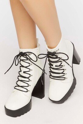 Faux Leather Lace-Up Booties