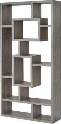 10-Shelf Wood Bookcase in Weathered Grey