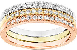 Suzy Levian Set Of 3 14K Tri-Tone 3 0.45 Ct. Tw. Diamond Rings