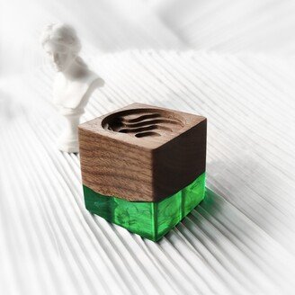 Handmade Essential Oil Diffuser Terraced Field Wood Green & White Walnut Home Decor Minimalist Decoration